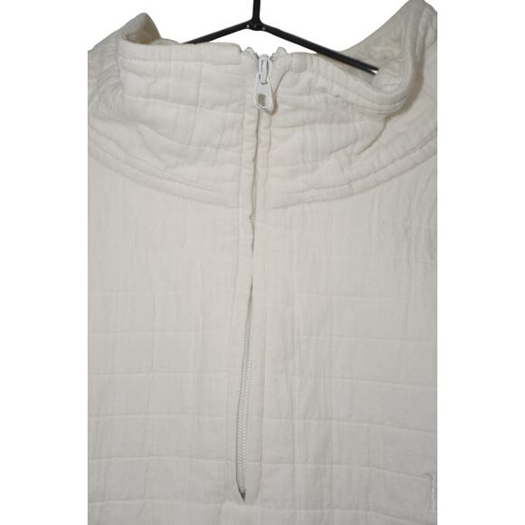 Kith Women’s Quilted Half Zip Pullover XS White Cotton Drawstring Hem Minimalist - Picture 3 of 8